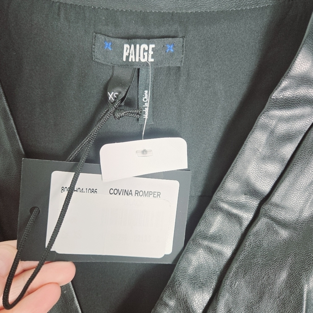 Paige Covina Black Faux Leather Romper - Picture 4 of 10
